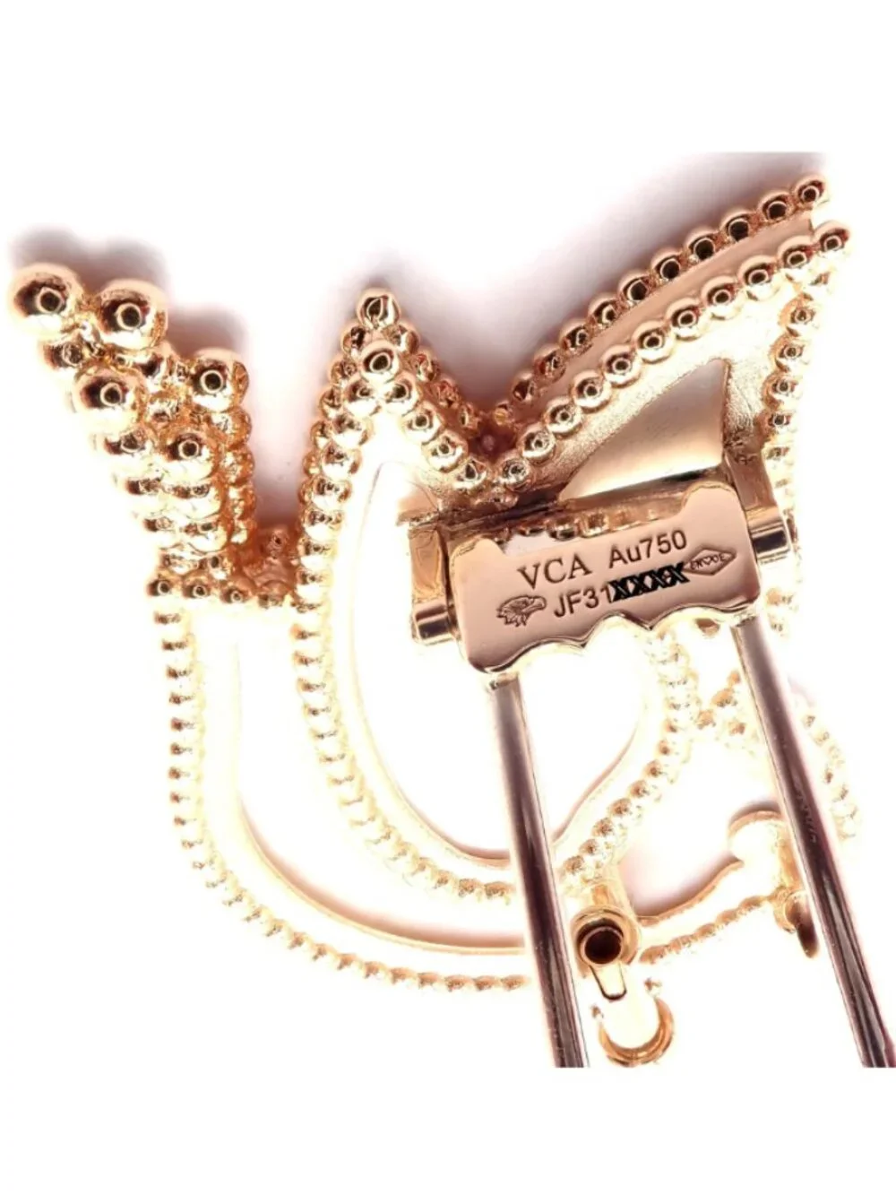 Van Cleef & Arpels Lucky Animals Dove 18k Rose Gold MOP Onyx Brooch Cert.